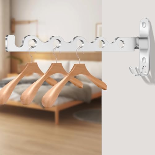 Opklapbare kledinghaak, wandhaak, opklaphaak, balkonhaak voor wasruimte, slaapkamer, badkamer (zilver)