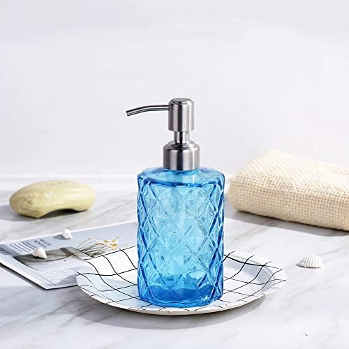 Zeepdispenser Navulbare vloeibare zeepdispenser van glas en roestvrij staal, spuitmond voor afwasmiddel, shampoo, lotion, badkamerblad, keuken