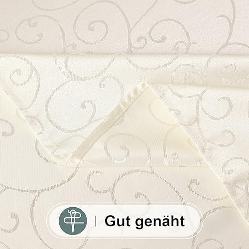 Rechthoekig tafelkleed van polyester, jacquard tafellinnen, wasbaar, decoratief, vuilafstotend, onderhoudsvriendelijk, 140 x 240 cm, beige