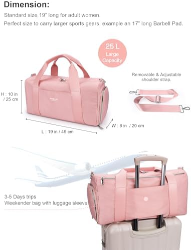 19-inch sporttas reistas voor dames en heren, waterdichte handbagagetassen, sporttas voor reizen en zwemmen met schoenenvak en natvak, handvat