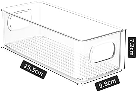 Koelkastorganizer, set van 6, stapelbare keukenopbergbakjes, koelkastbakjes met handvat, transparante voedselbewaring voor kasten, vriezer, voorraadkast – BPA-vrij