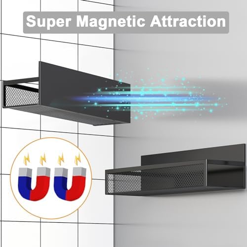 Magnetisch kruidenrek voor de koelkast, set van 2 magnetische rekken, koelkast-magneet-organizer met 4 beweegbare haken, magnetisch koelkastrek voor de keukenorganisatie