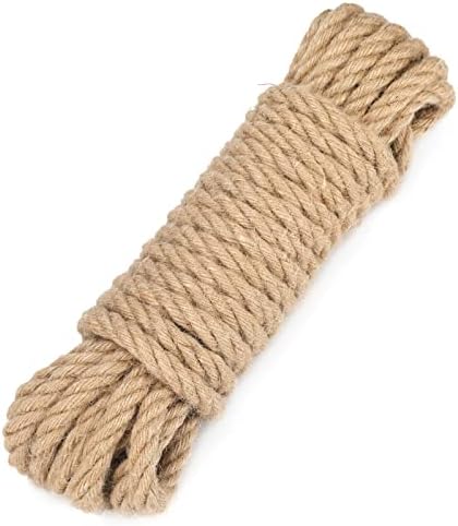 14 mm dik jute touw, 10 m tuin-hennep touw, bruin jute touw voor krabpaal, 14 mm rustiek decoratief hennep touw voor doe-het-zelf-projecten, ophangen en D