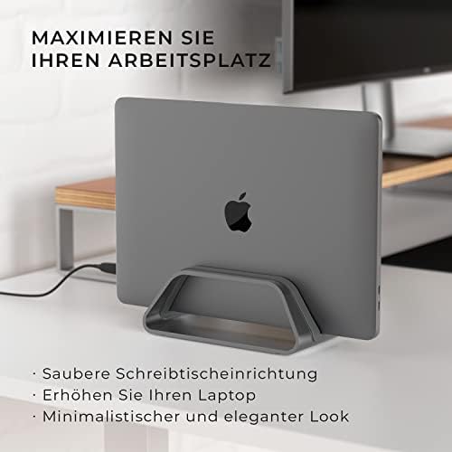 Verticale laptopstandaard, compatibel met MacBook Pro en MacBook Air, houder voor pc-bureaustandaard, aluminium, verwisselbare inzetstukken voor verschillende