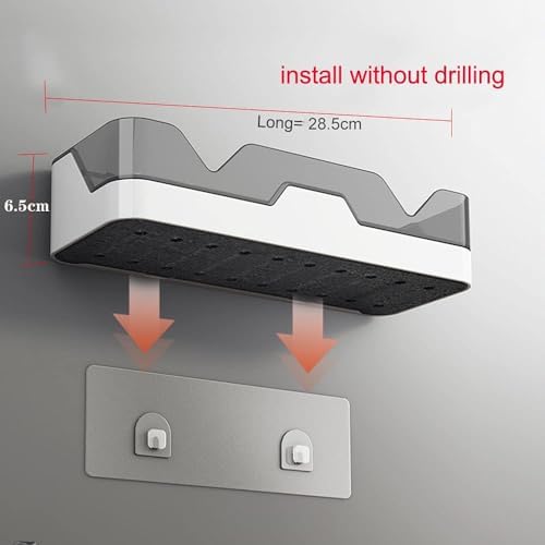 Set van 2 badkamerplanken, badkamerplanken zonder boren, doucheplank, douchemanden van kunststof, wandmontage voor keuken en badkamer (met 1 zeepbakje)