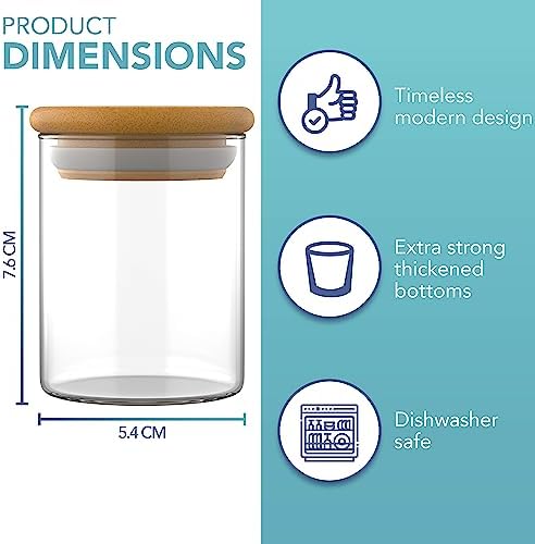 Kruidenpotjes van 100 ml – set van 10 met bamboedeksel en luchtdichte sluiting – bewaarpotjes van borosilicaatglas voor kruiden, specerijen, thee, koffie, rijst en meer –