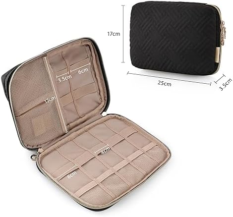 Elektronische reisorganizer voor mobiele telefoonoplaadkabels, powerbank, USB-sticks, SD-kaarten, zwart