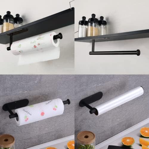 Papieren handdoekhouder, onderbouw, papieren handdoekhouder voor de keuken, zelfklevend of met schroeven, wandmontage, papieren handdoekrolhouder voor keuken, badkamer
