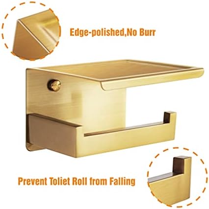 Toiletrolhouder, zonder boren, zelfklevende toiletrolhouder met opbergvak, toiletrolhouder van roestvrij staal, wandmontage, toiletrolhouder