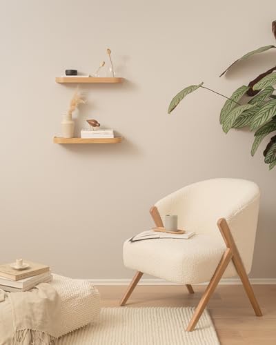 Wandplankenset „Toke“ | 2 hangplanken van echt houtfineer | Zwevende houten plank als wanddecoratie en opbergruimte voor badkamer, woonkamer, keuken,