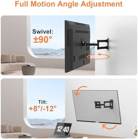 Monitor-wandbeugel voor tv's, voor 13–32 inch monitoren, draaibaar, kantelbaar, uitschuifbaar, tot 20 kg, VESA 100 x 100 mm en 75 x 75 mm