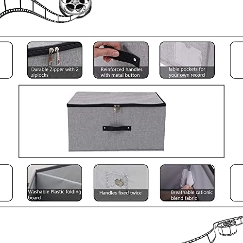 Opvouwbare opbergbak met deksel, 4 handvatten, ritssluiting, voor dekens, kleding, dekbedden, opbergbox, organizer voor slaapkamer, kledingkast, plank, 52 x 40 x 26 cm, Da