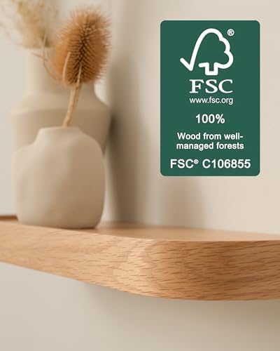 Wandplankenset 'Toke' | 3 hangplanken van echt houtfineer | Zwevende houten plank als wanddecoratie en opbergruimte voor badkamer, woonkamer, keuken, slaapkamer en