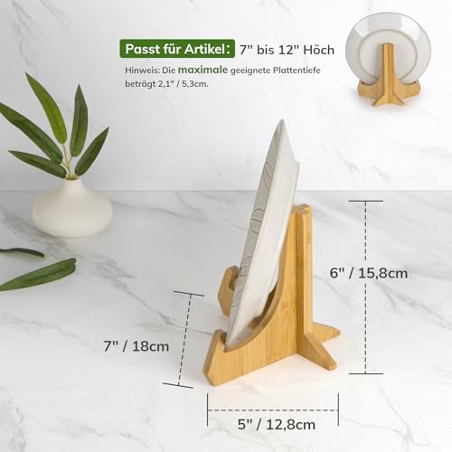 Bordhouder, 6-inch bordhouder, bamboe fotostandaard, fotolijst, mini-tafel-ezel, decoratieve standaards en houders voor borden, boeken en P