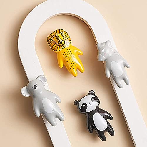 Set van 5 schattige dierenknopjes, keramische knopjes voor kinderen, kastknopjes, handgrepen voor kindermeubels, dierenknopjes voor deuren, lades, ladekasten