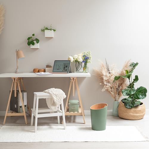 Prullenbak | Uniek design voor kantoor, slaapkamer, kinderkamer enz. | Prullenbak van echt houtfineer | Groen