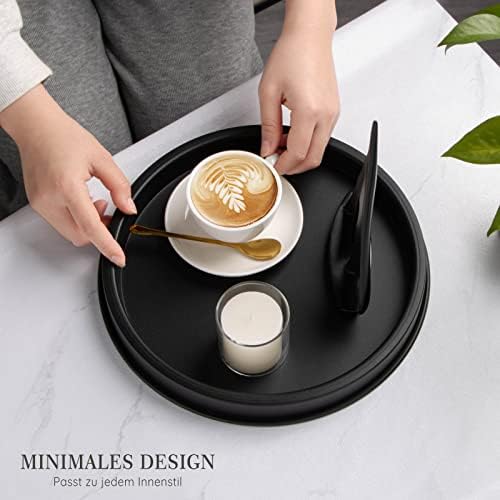 Decoratief dienblad, decoratieve kaarsenplateaus, zwart rond decoratief bord, metalen dienblad, mat, 30 cm