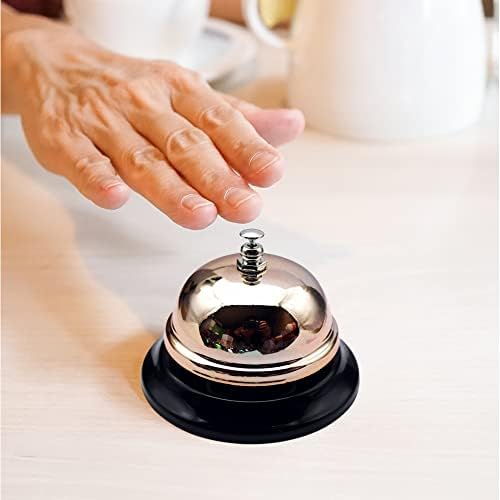 Tafelbel, metalen tafelbel, zeer functioneel, veelzijdig inzetbaar, receptiebel, geschikt voor hotels, restaurants, keukens, scholen, bars (roségoud, Pa