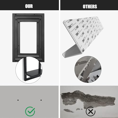 Set van 3 wandplanken, zwevende planken voor wanddecoratie, hangplanken voor opbergruimte aan de muur, vierkante boekenplank voor aan de muur, houten wandplank, hangplank