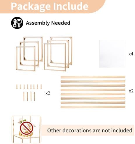 Bloemenstandaard van goudkleurig metaal voor bruiloften: 2 stuks, 80 cm hoge vaas met 2-laags acrylplaat, metalen voet, geometrische zuilvazen, bloemenvaas als tafeldecoratie
