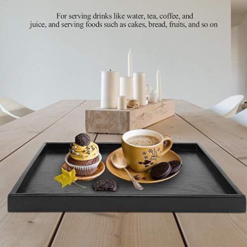 Zwart theeblad van massief hout, koffie, snacks, maaltijden, multifunctioneel serveerblad voor café, restaurant, hotel, thuis (40 x 30 cm)