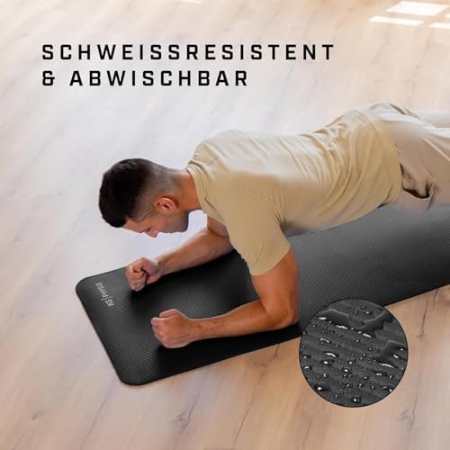 Antislip & gewatteerde yogamat – yogamat met draagriem, fitnessmat, sportmat, 8 mm dik, gymnastiekmat, pilatesmat, fitnessmat