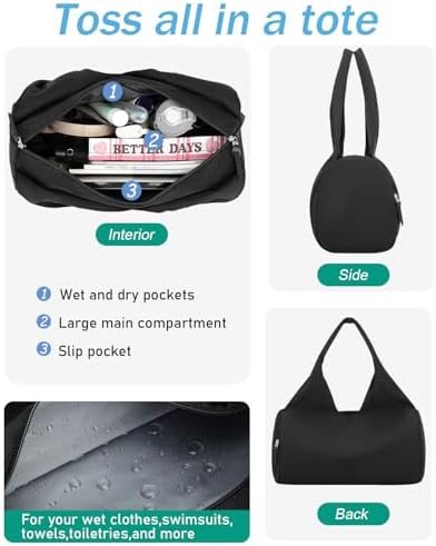 Sporttas voor dames Reistas Handbagage met schoenenvak & natvak Trainingstas kleine sporttas voor yoga, sauna en zwemmen