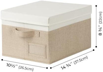 Opbergdozen met stoffen deksel, set van 3 opbergdozen voor kasten, kaki opbergdozen met deksel, opvouwbare opbergmand met deksel, kledingkast-organisatie