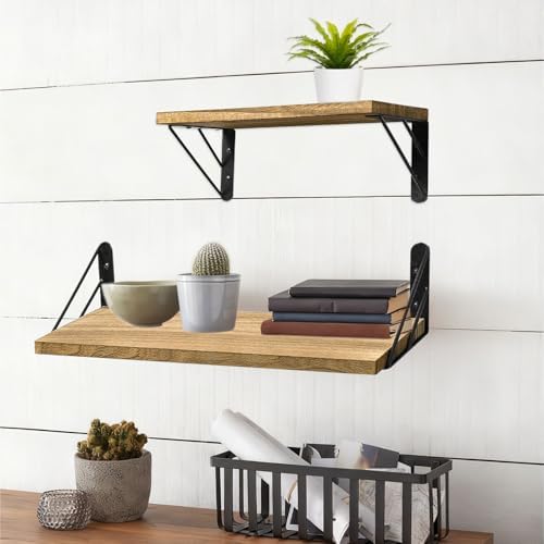 Houten wandplank, set van 3 wandplanken, planken 29/36/42 cm, zwevende houten plank, maximale belasting 40 lbs, voor woonkamer, slaapkamer, badkamer