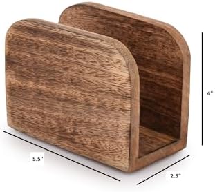 Servethouder van mangohout met gebrand afwerking voor de keuken, staande papieren servethouder voor thuis, feesten, restaurants, hotels, cafés, bars (14 cm x 6,3 cm x 10,2 cm)