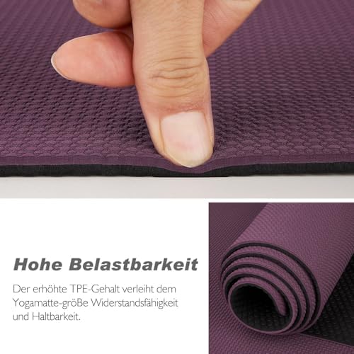 Gymmat, yogamat, gewatteerd en antislip voor fitness, pilates en gymnastiek, met draagriem