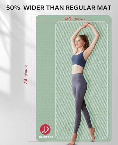 Yogamat XXL – extra grote, brede yogamat, sportmat, fitnessmat, antislip, 198 cm x 137 cm/183 cm x 122 cm/183 cm x 116 cm, extreem slijtvast, gymnastiekmat voor