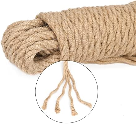 14 mm dik jute touw, 10 m tuin-hennep touw, bruin jute touw voor krabpaal, 14 mm rustiek decoratief hennep touw voor doe-het-zelf-projecten, ophangen en D