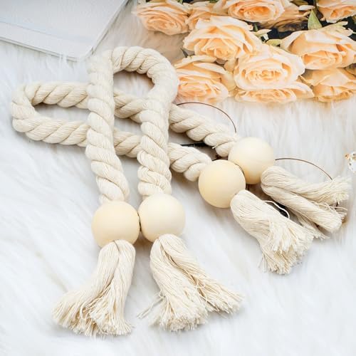 Set van 2 magnetische gordijnhouders, gordijnhouders, houders voor gordijnen, handgeweven gordijnhouders, gordijnkoord, boho-decoratie, natuurlijke kleuren