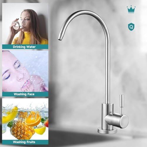 Kraan, 1/4 inch roestvrijstalen keukenkranen, keukenkranen, chroom omgekeerde osmose drinkwaterfilter