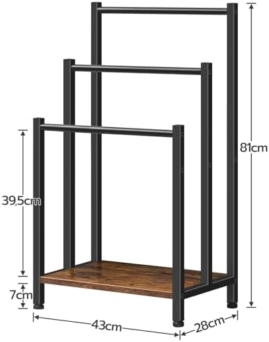 Handdoekhouder, vrijstaande handdoekstandaard voor de badkamer, handdoekladder met 3 stangen voor badhanddoeken, kleding, dekens, kranten, ruimtebesparend, Ind