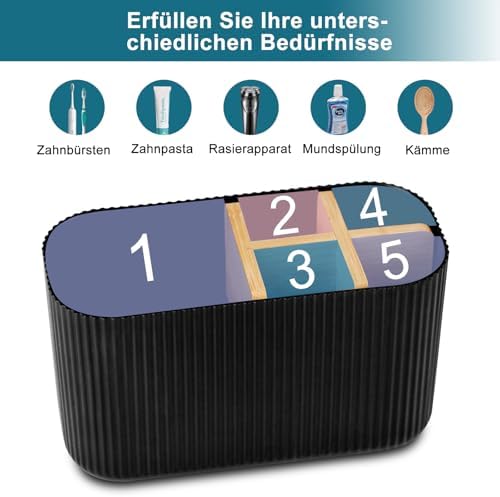 Tandenborstelhouder voor badkamerorganizer, houder voor elektrische tandenborstel en tandpasta, tandenborstelorganizer voor gezin, kinderen (zwart)