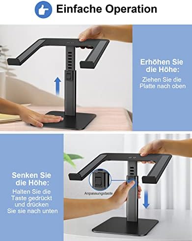 Laptopstandaard, 8 in hoogte verstelbare aluminium koelplaten, laptopstandaard, ergonomische, geventileerde laptopstandaard, compatibel met MacBook, Air, Pro, alle 10-