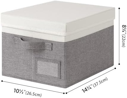 Opbergboxen met deksel, set van 3 voor kasten, grijs, opvouwbare opbergmanden, opbergboxen van stof