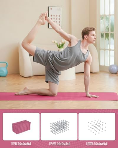 Yogamat Fitnessmat Antislip Trainingsmat Sport Turnmatten Pilatesmat Vloertrainingsmat met draagriem 183 x 61 x 0,6 cm