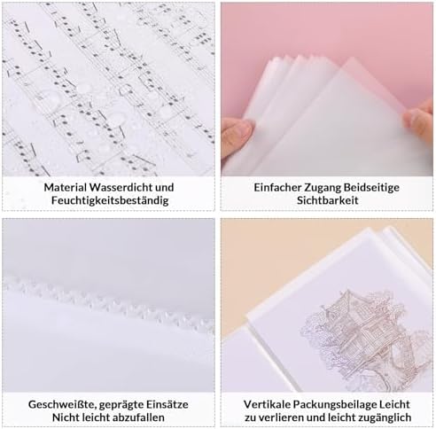 Documentenmap A4, hoogwaardige kunststof map met 30 vakken, documentenmap voor het archiveren van documenten en het ordenen van belangrijke documenten (