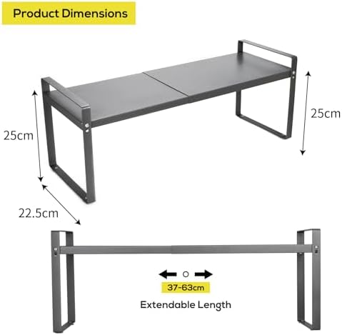 Keukenkastrek, (37–62 cm) verstelbare & uitbreidbare keukenorganizer, inzetrek voor keukenkast, stabiel kastrek voor kruiden,