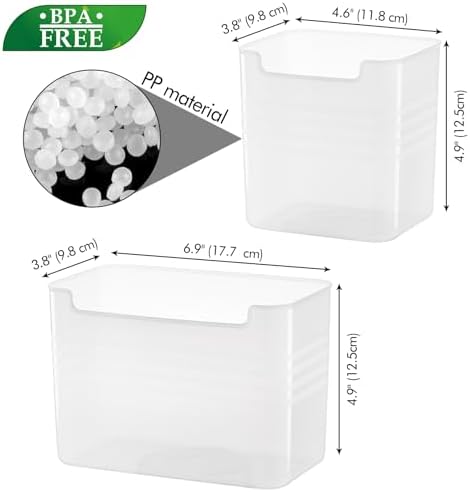 Koelkast-opbergdoos, opbergbakjes voor de koelkastdeur, doorzichtig kunststof, set van 5 (2M+3S)