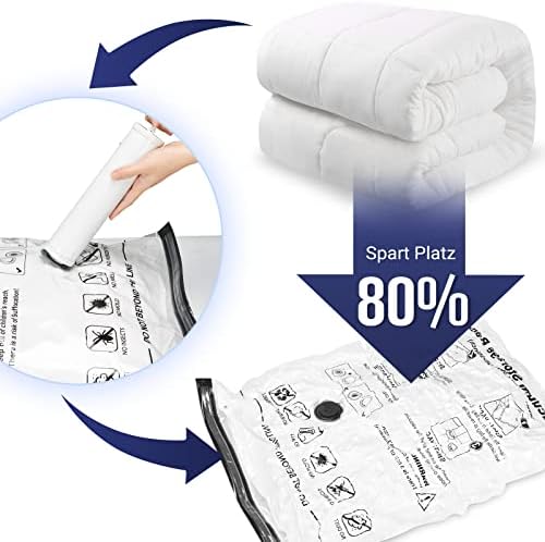 Vacuümzakken voor kleding, set van 6, 100 x 80 cm, vacuümzakken voor kleding, herbruikbare vacuümzakken, geschikt voor alle gangbare stofzuigers