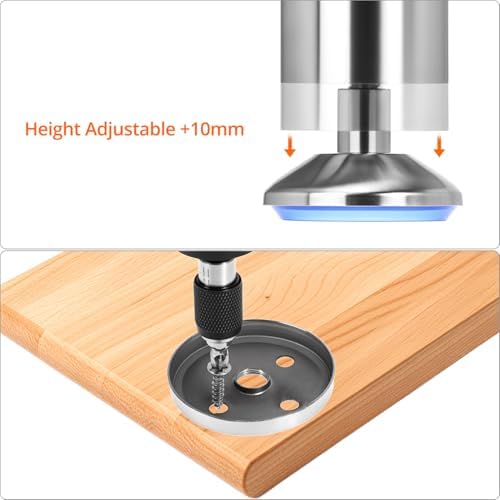4 stuks verstelbare meubelpoten van roestvrij staal 20 cm, 10 mm verstelbaar, draagvermogen 200 kg, voor bank, bed, tafel, kast