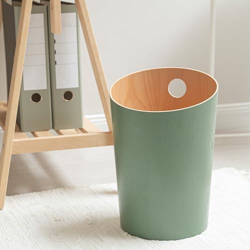 Prullenbak | Uniek design voor kantoor, slaapkamer, kinderkamer enz. | Prullenbak van echt houtfineer | Groen