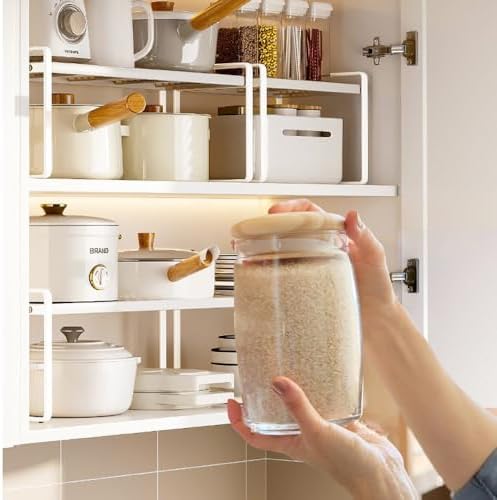 Keukenkast-organizer, inlegrek met antislipmat, keukenkast-inleg, voor keuken/badkamer/tafelblad/dressoir. (Wit)