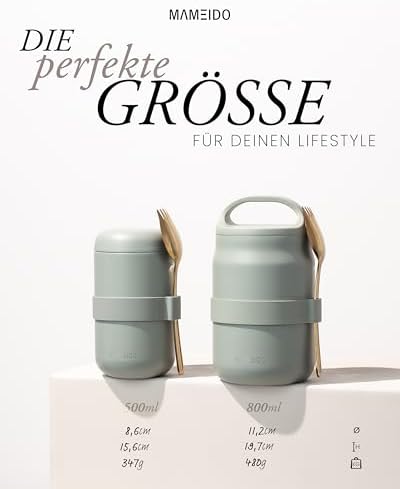 Thermosbeker 500 ml, mueslibeker voor onderweg, roestvrij staal, thermosbeker, lekvrij, ideaal voor yoghurt, havermout, soepen en ijs
