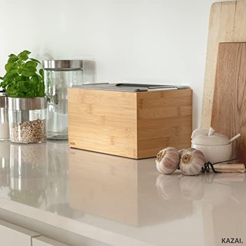 Holma Design bioafvalbak, 4,5 l, vaatwasmachinebestendig en van massief echt hout, keukencompostbak voor bioafval, bamboe