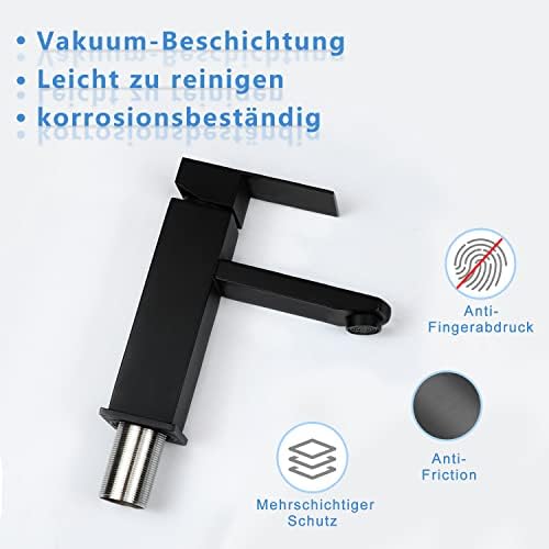 Badkamer wastafelkraan, zwart, warm- en koudwaterkraan, badkamerkraan, hogedruk wastafelkraan, eengreepsmengkraan, badkamerkraan voor Garde